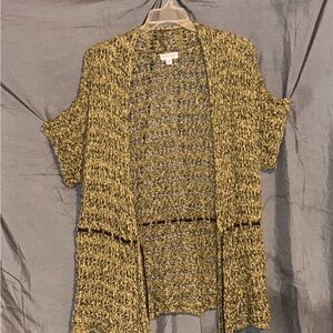 St. John's Bay Olive & Black Open-Front Short-Sleeve Cardigan
